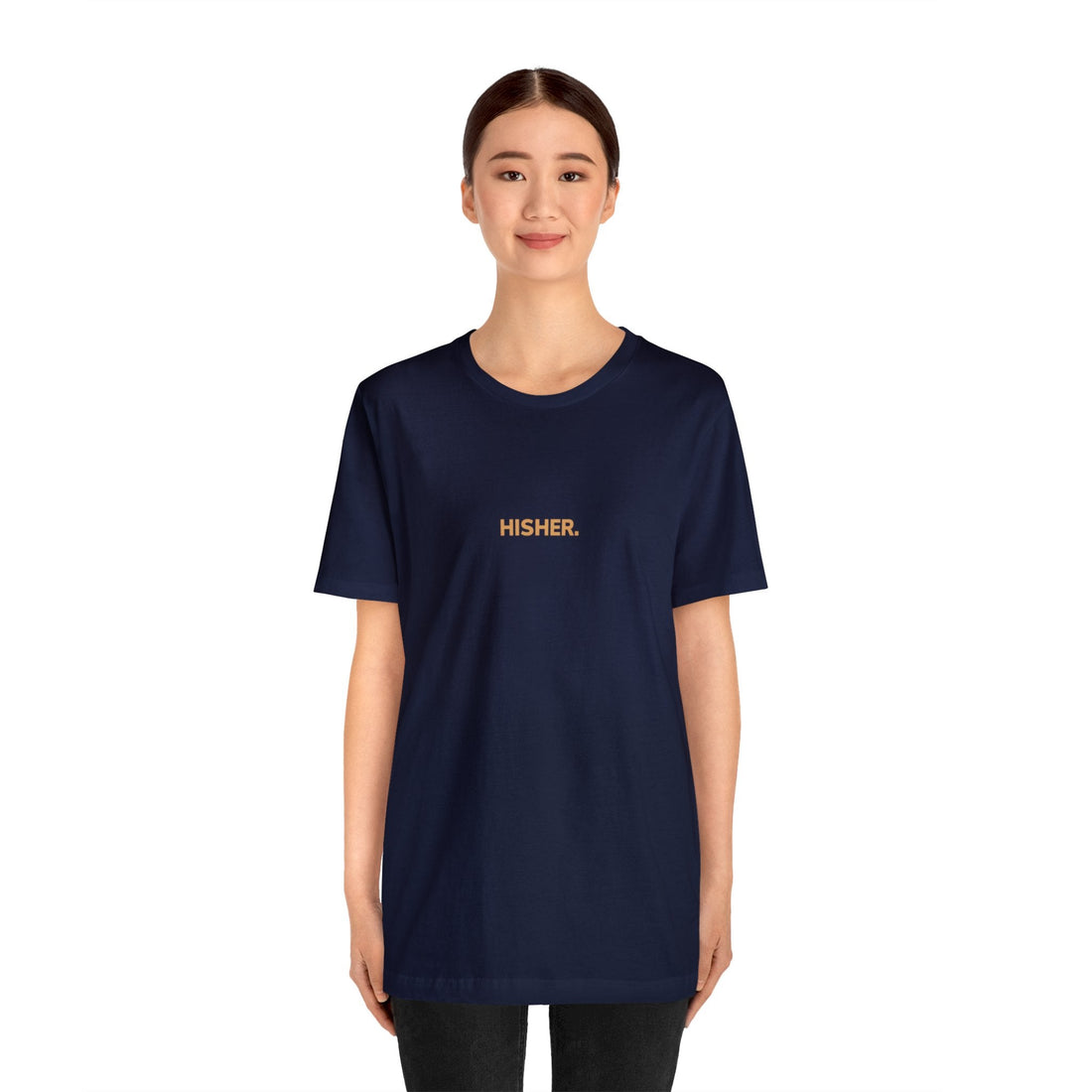 HISHER. Original Tee, navy, styled detail