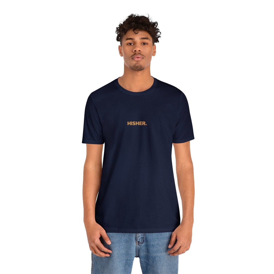 HISHER. Original Tee, Navy, front, logo visible