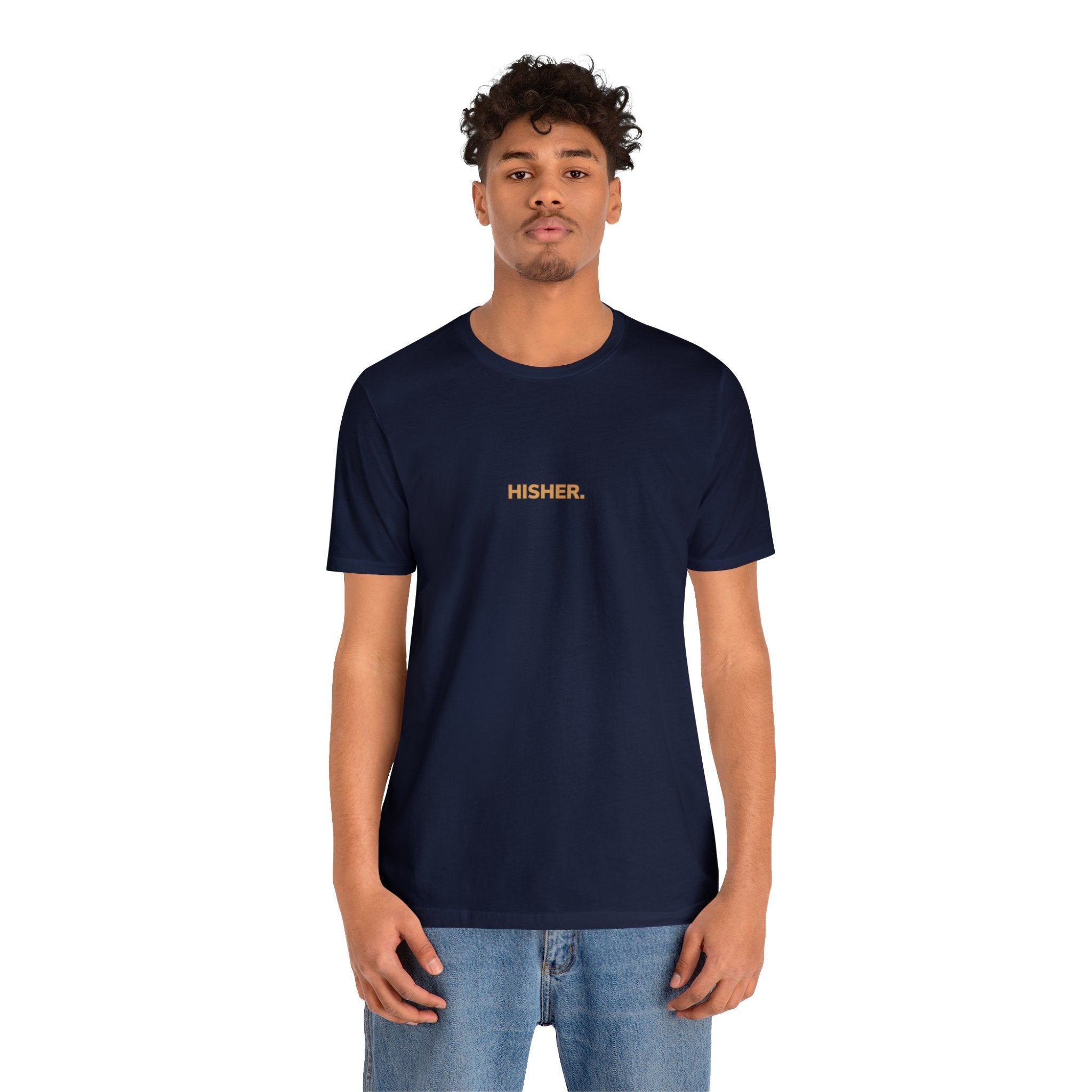 HISHER. Original Tee, Navy, front, logo visible