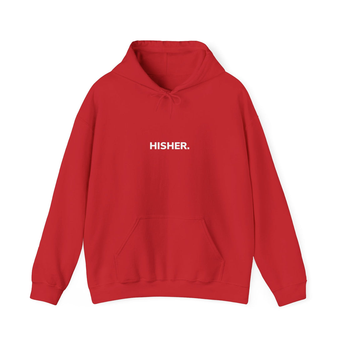 HISHER. Hoodie in Red, flat lay