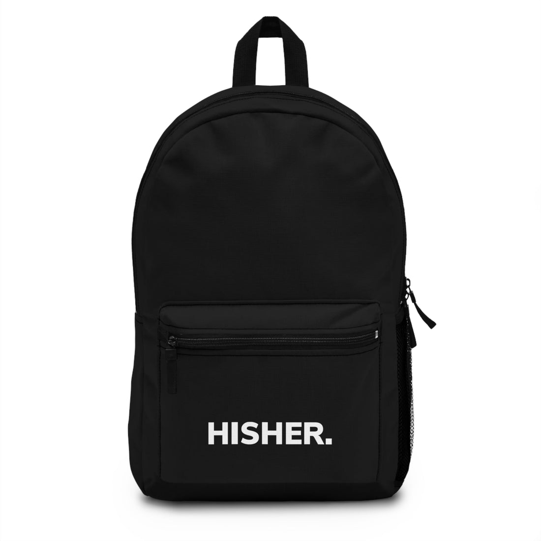 HISHER. Original Backpack, front, logo detail