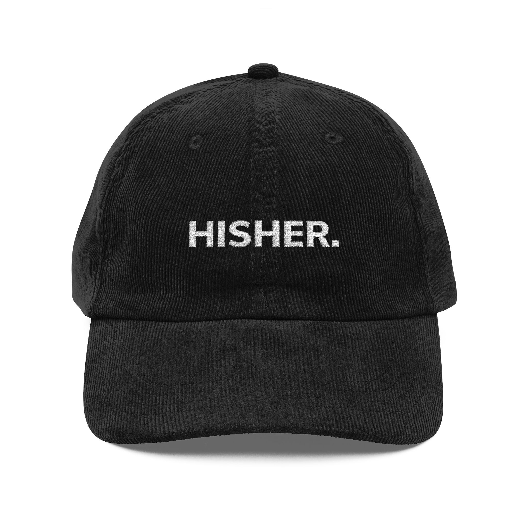 Vintage Corduroy Embroidered Cap — "HISHER" Minimal Dad Hat