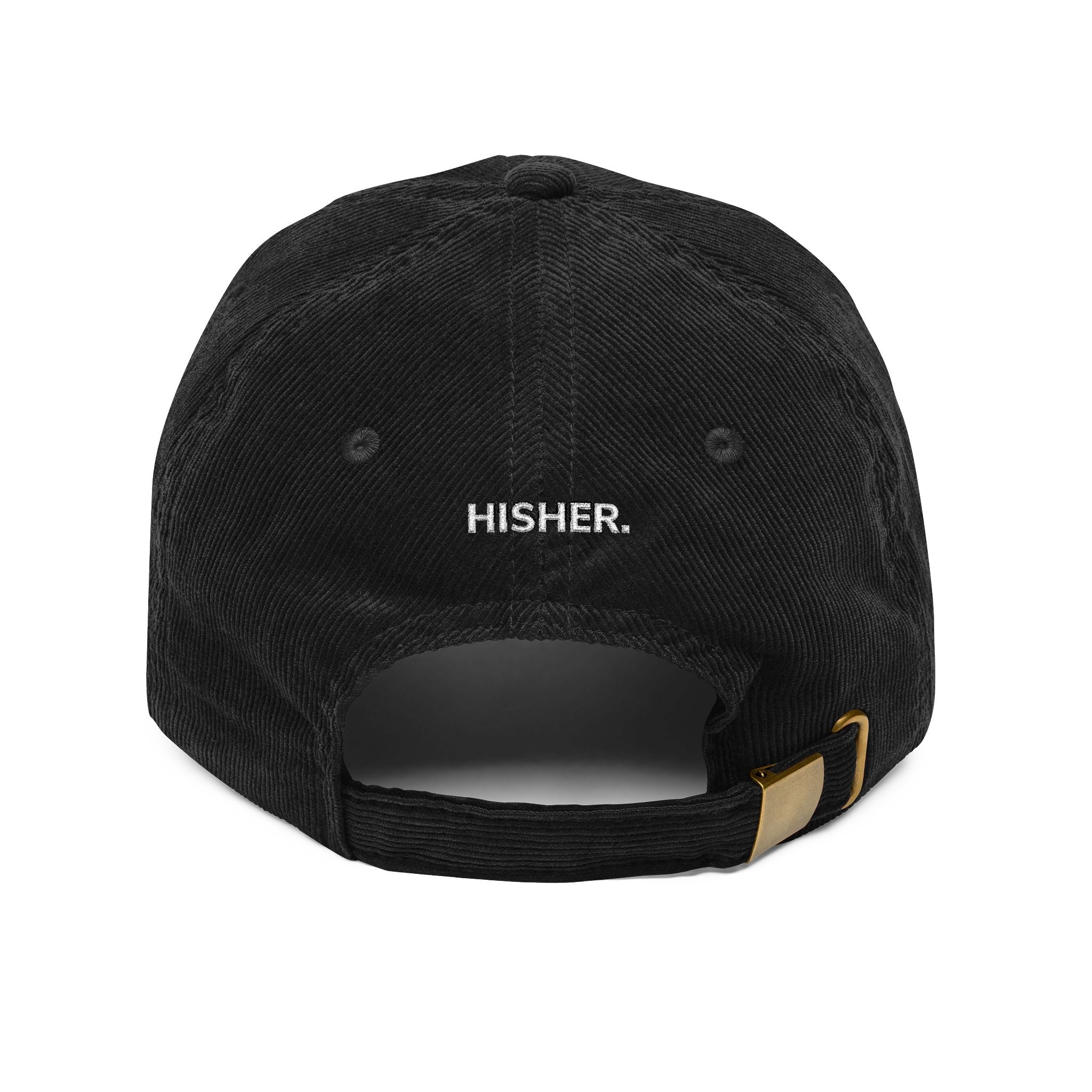 Vintage Corduroy Embroidered Cap — "HISHER" Minimal Dad Hat