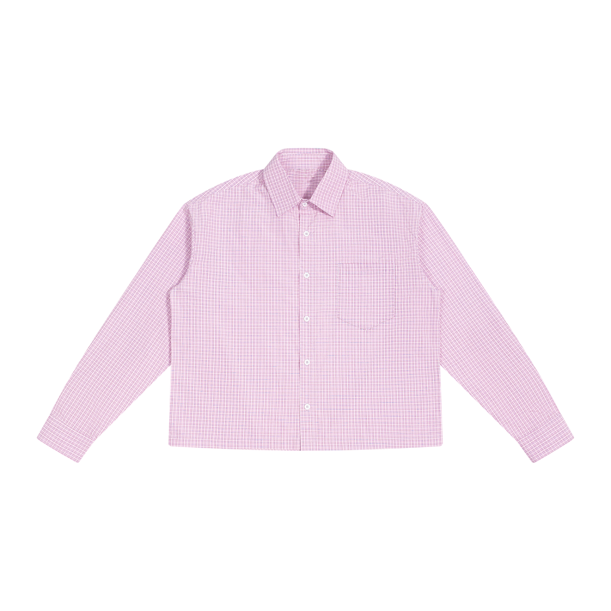HISHER. Boxy Plaid Overshirt — Unisex Cropped Long Sleeve Shirt