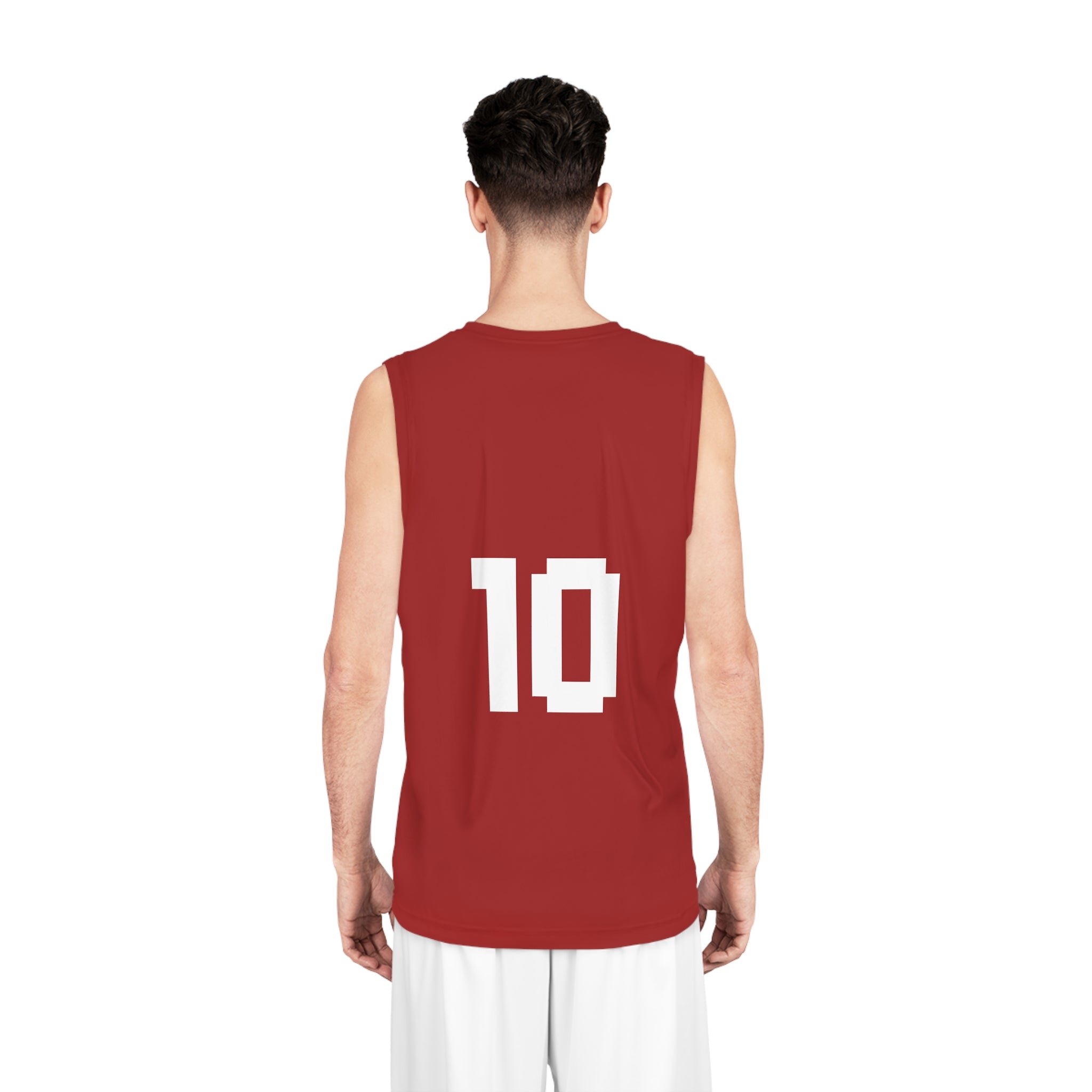 HISHER. 10 Red Basketball Jersey — Personalized Team Tank Top