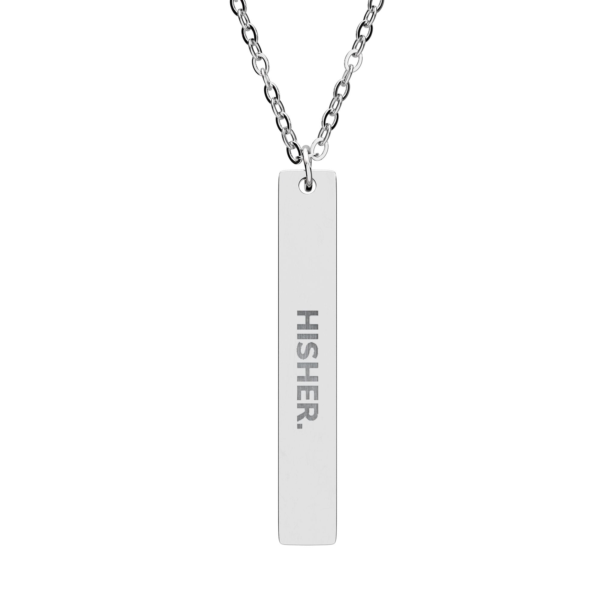 Engravable Vertical Bar Necklace – Personalized Name Bar Pendant (Silver or Gold)