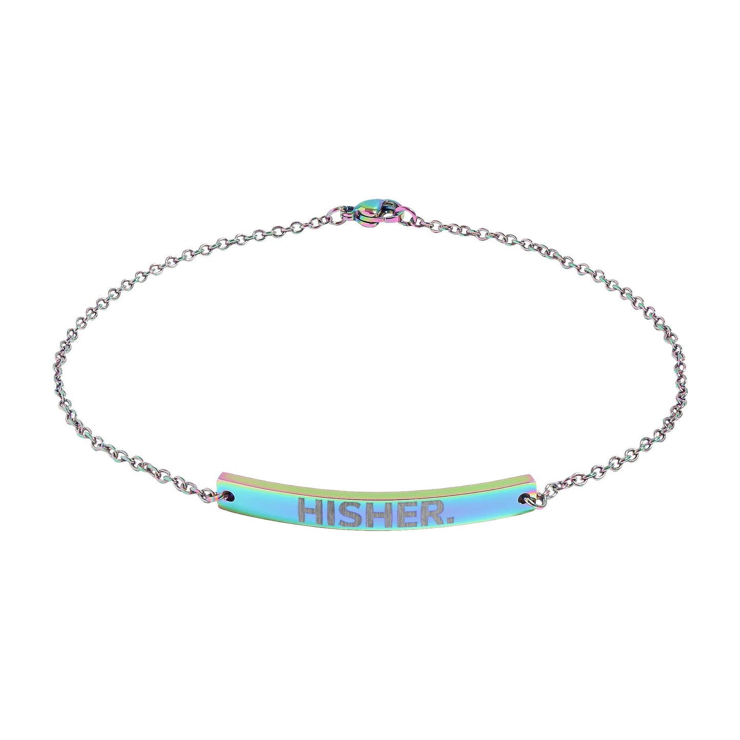 Engravable Curved Bar Anklet — Personalized Minimalist Chain Bracelet