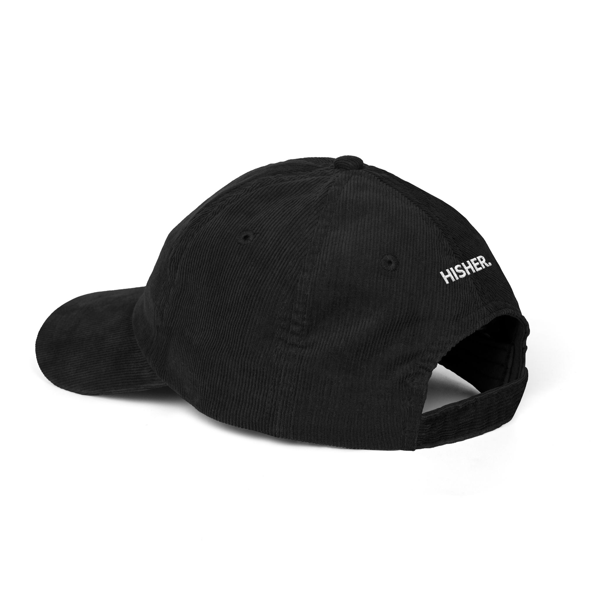 Vintage Corduroy Embroidered Cap — "HISHER" Minimal Dad Hat