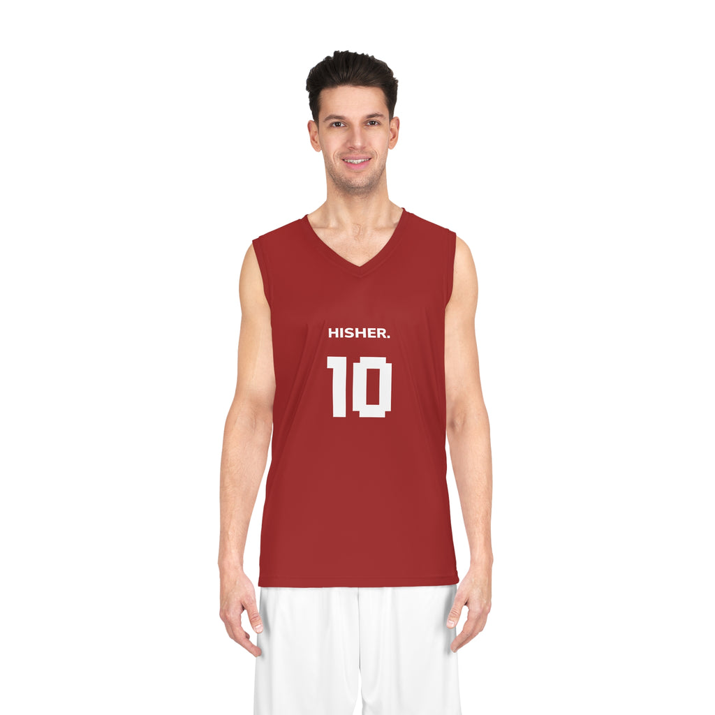 HISHER. 10 Red Basketball Jersey — Personalized Team Tank Top