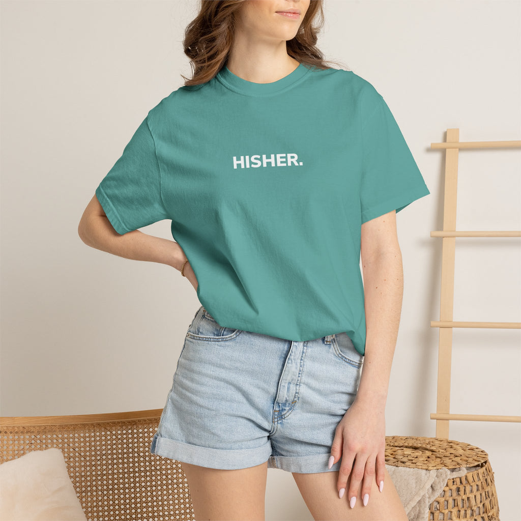 HISHER Minimal Graphic T‑Shirt — Soft Garment‑Dyed Everyday Tee
