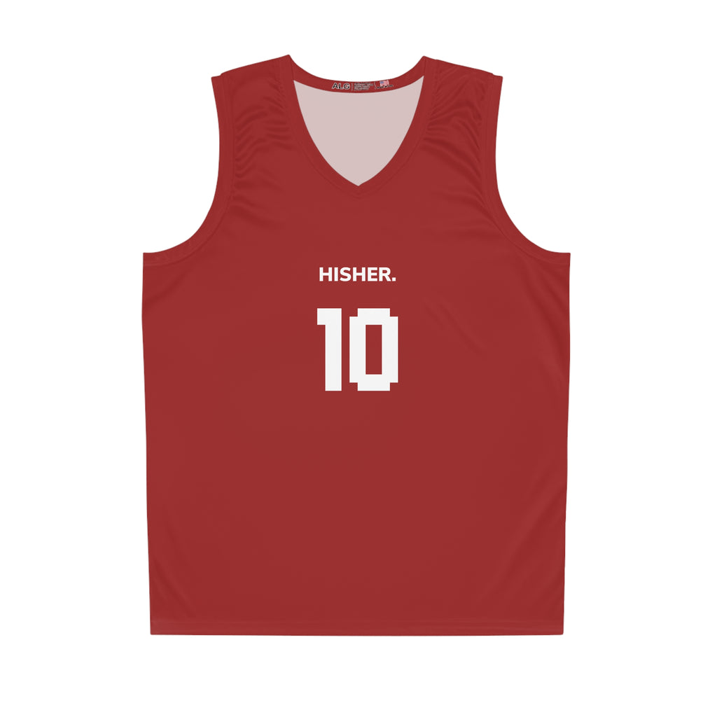 HISHER. 10 Red Basketball Jersey — Personalized Team Tank Top