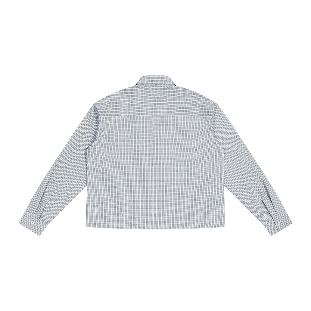 HISHER. Boxy Plaid Overshirt — Unisex Cropped Long Sleeve Shirt