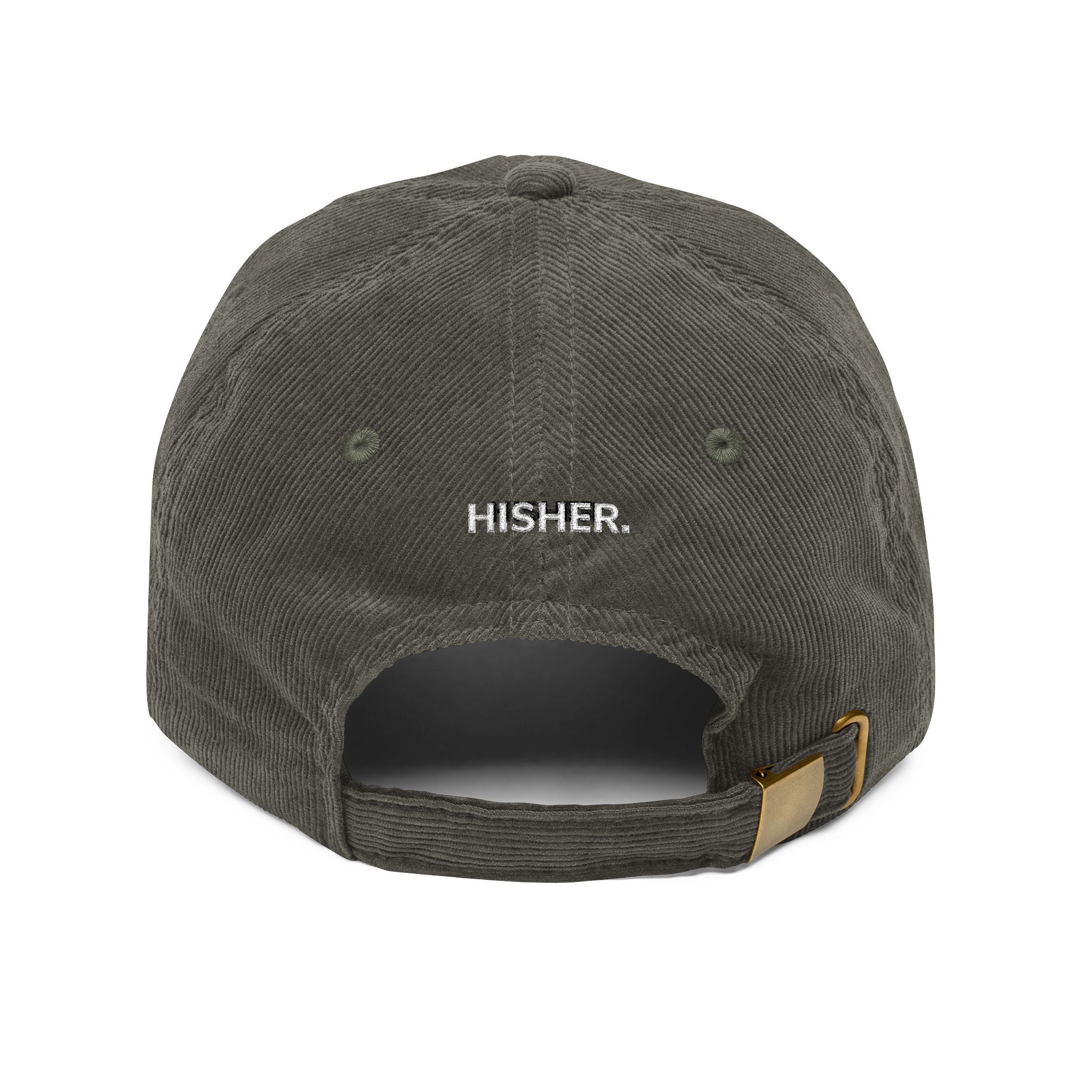 Vintage Corduroy Embroidered Cap — "HISHER" Minimal Dad Hat