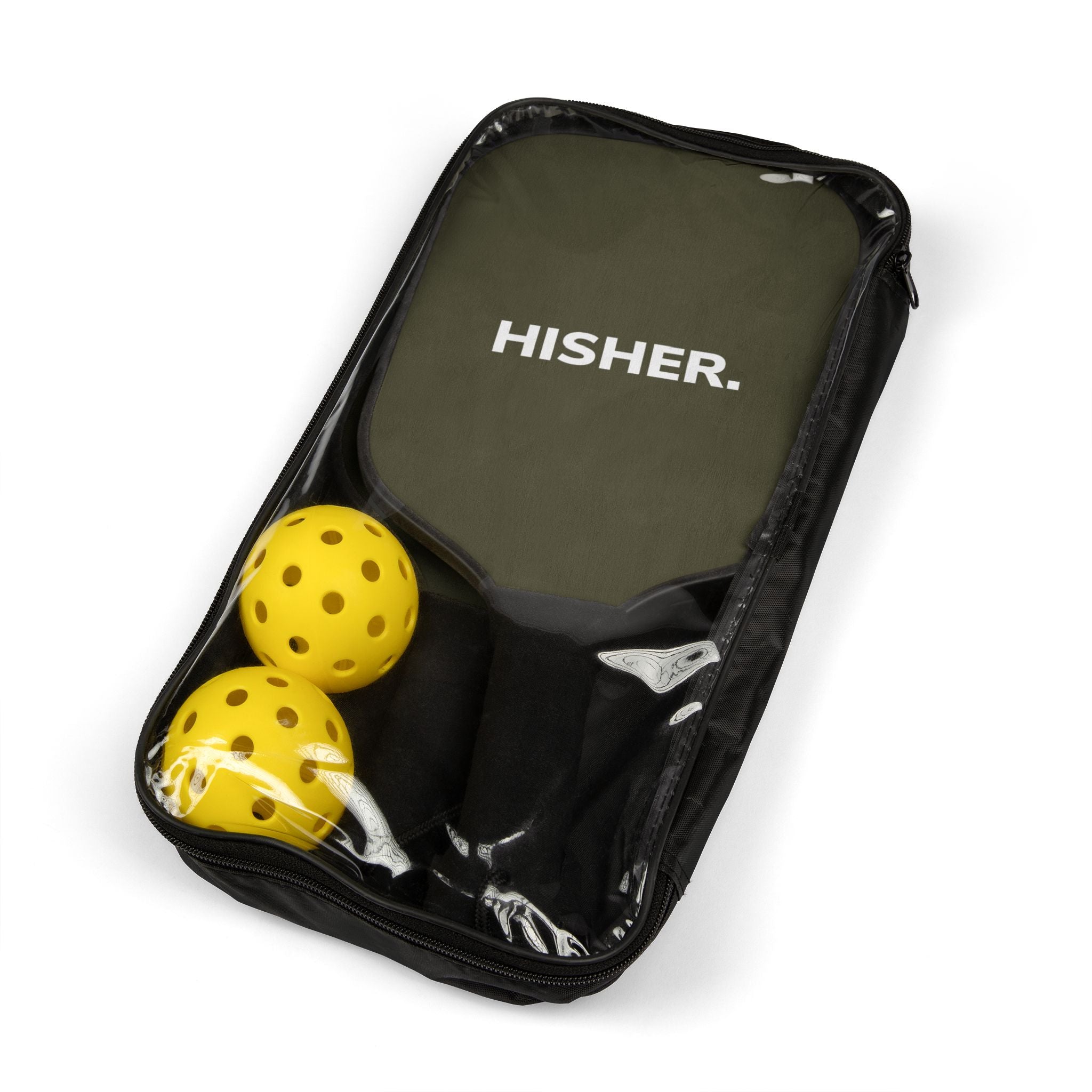 Pickleball Paddle Set — Olive 'HISHER.' Paddle Kit with 2 Balls