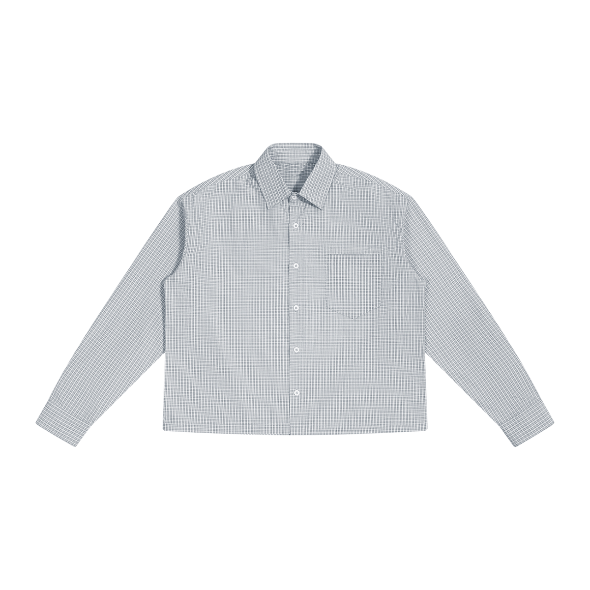 HISHER. Boxy Plaid Overshirt — Unisex Cropped Long Sleeve Shirt