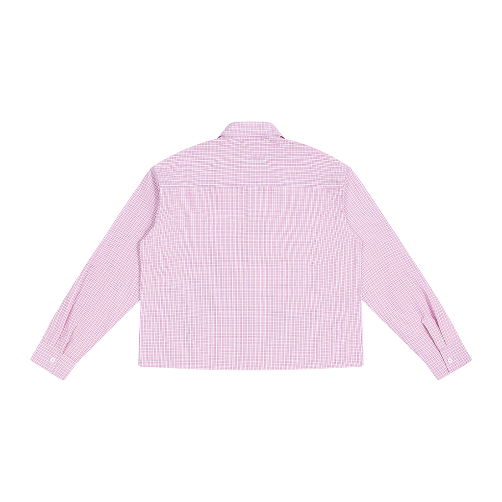 HISHER. Boxy Plaid Overshirt — Unisex Cropped Long Sleeve Shirt