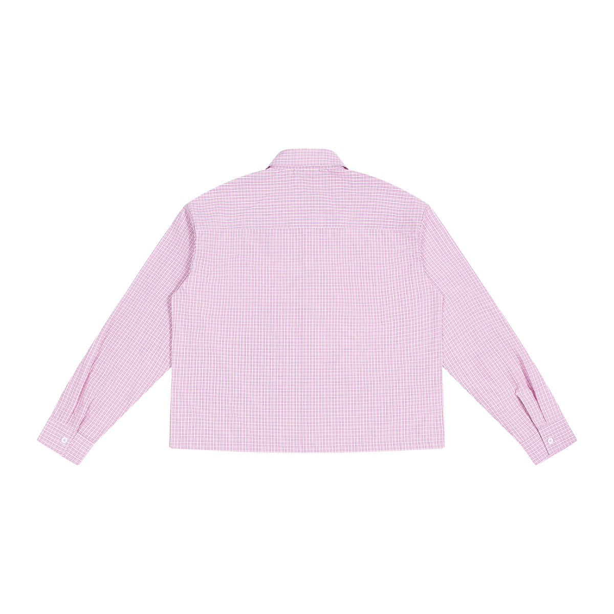 HISHER. Boxy Plaid Overshirt — Unisex Cropped Long Sleeve Shirt