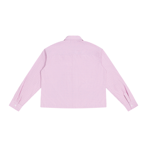 HISHER. Boxy Plaid Overshirt — Unisex Cropped Long Sleeve Shirt