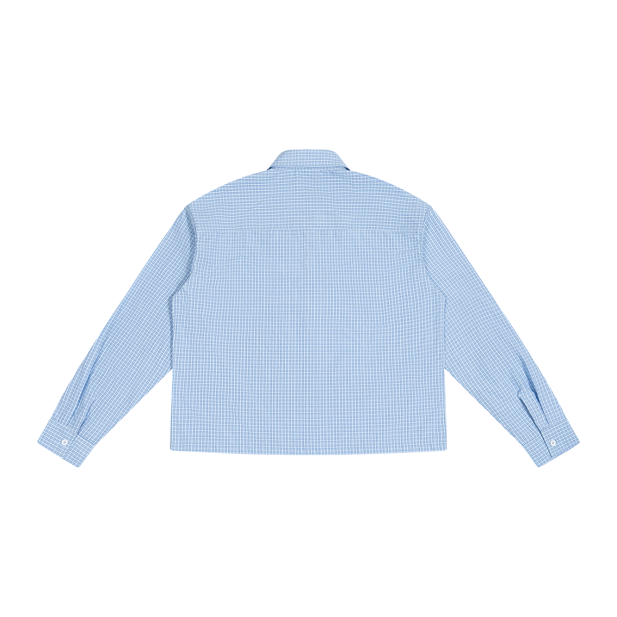 HISHER. Boxy Plaid Overshirt — Unisex Cropped Long Sleeve Shirt